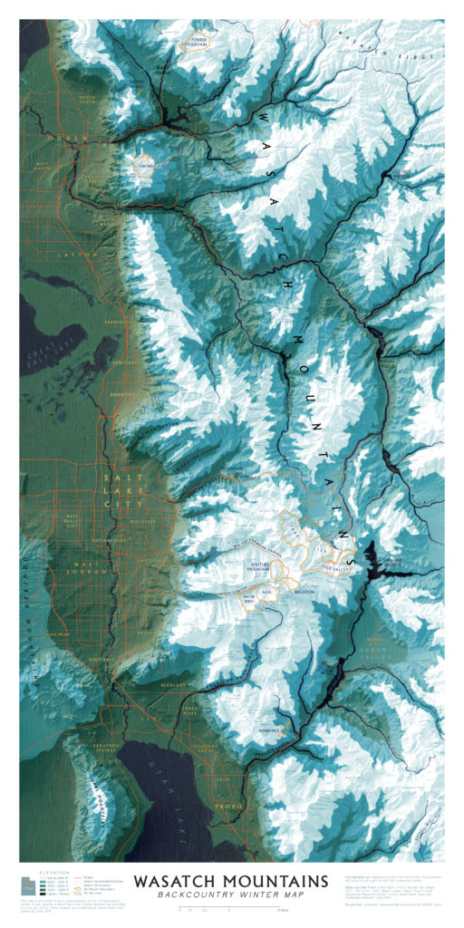 Wasatch Mountains - Backcountry Winter Map