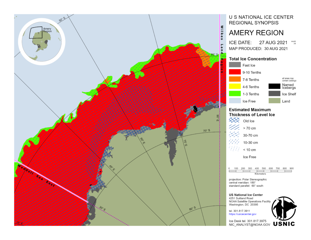 Amery Region map of ice concentration and thickness