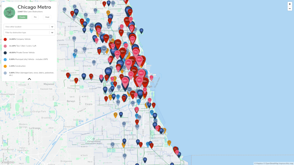 Bike Lane Uprising Obstruction Map interactive map
