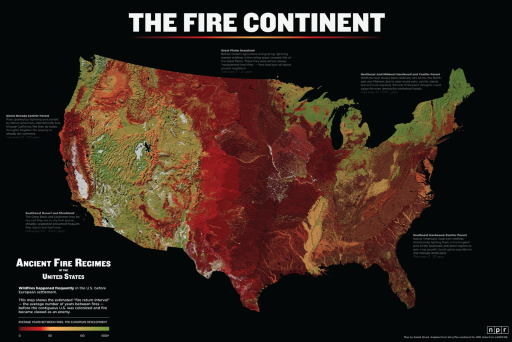 The Fire Continent map, showing ancient fire regimes of the United States