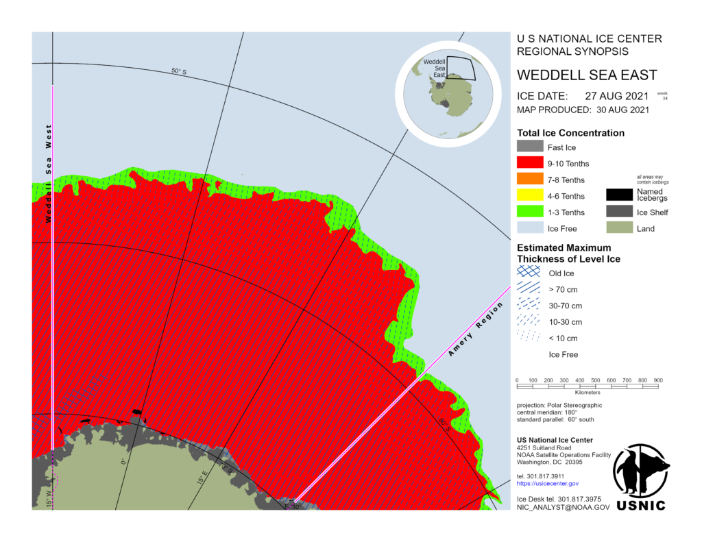 Weddell Sea East map of ice concentration and thickness