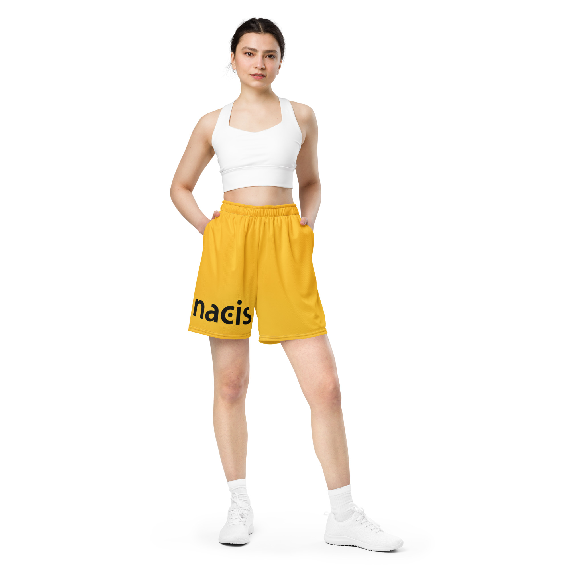 NACIS Unisex Mesh Shorts - Black and Yellow - Image 3
