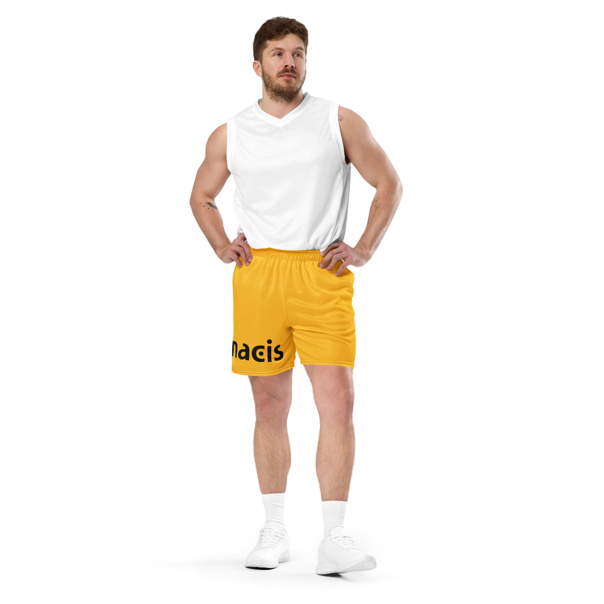 NACIS Unisex Mesh Shorts - Black and Yellow - Image 2
