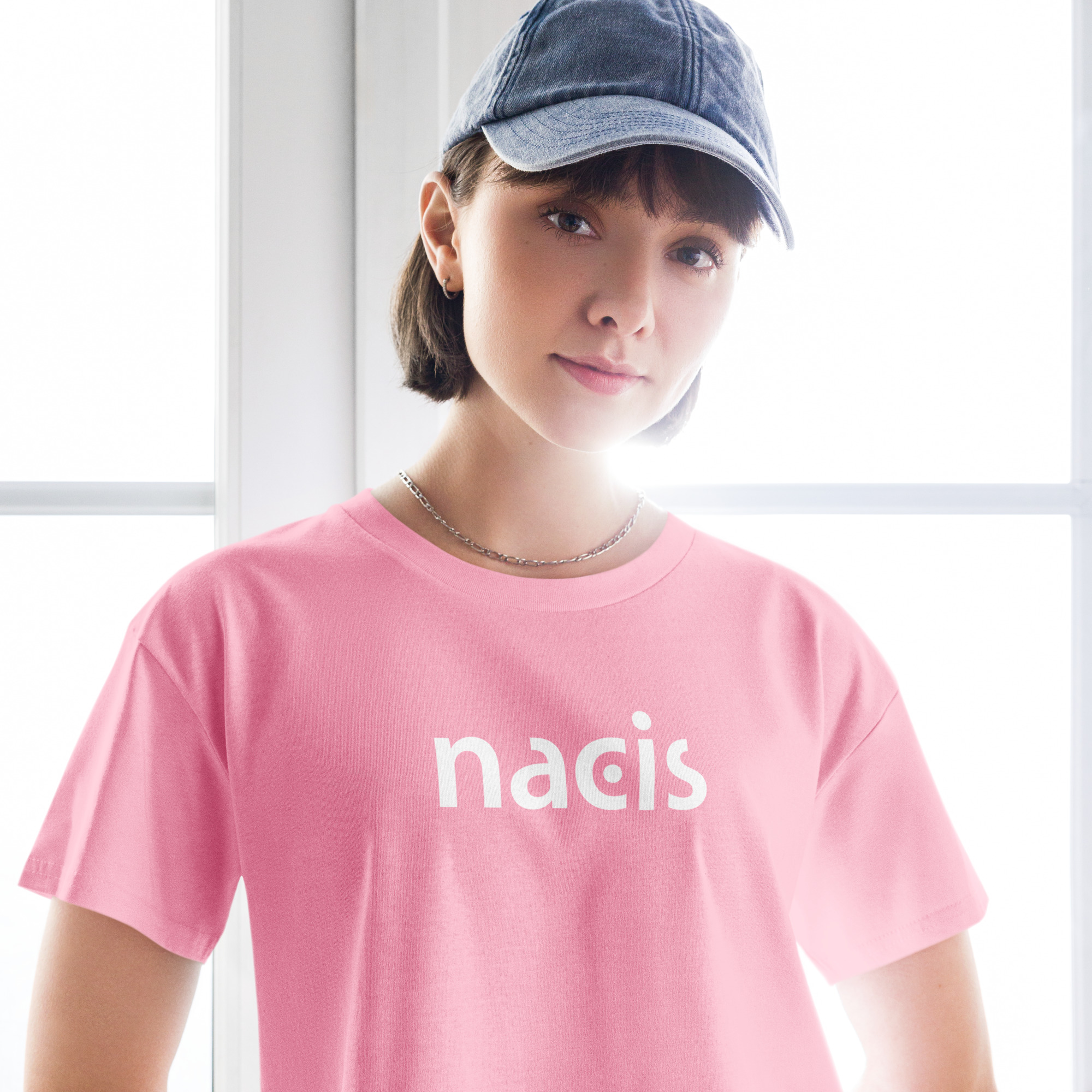 NACIS Logo (White) Cropped Shirt (Women's Cut) - Image 4